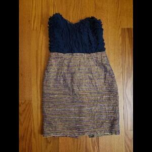Anthropologie Greylin Irene Jacquard Strapless Metallic Dress